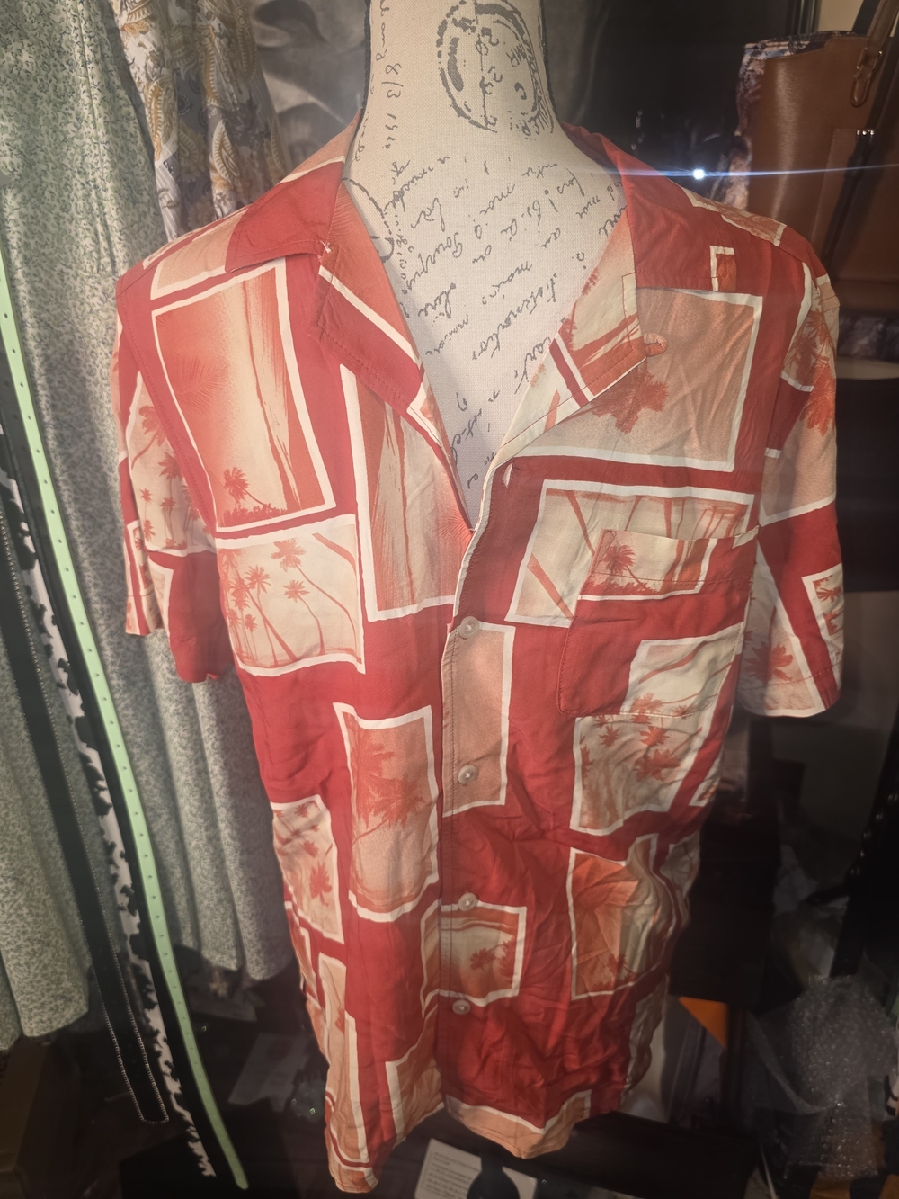 Goodfellow & Co Red and Cream Printed Button-Up Shirt